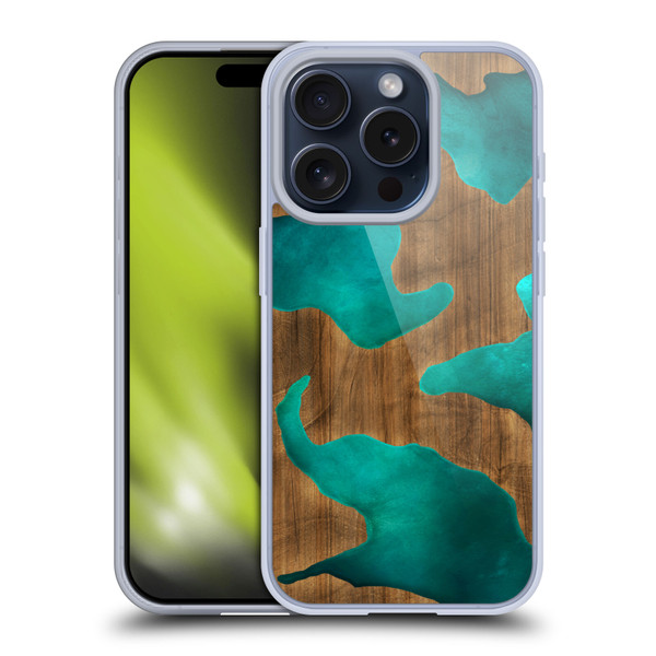 Alyn Spiller Wood & Resin Aqua Soft Gel Case for Apple iPhone 15 Pro