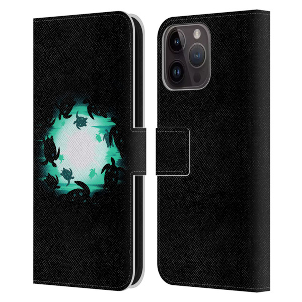 Alyn Spiller Animal Art Turtles Leather Book Wallet Case Cover For Apple iPhone 15 Pro Max
