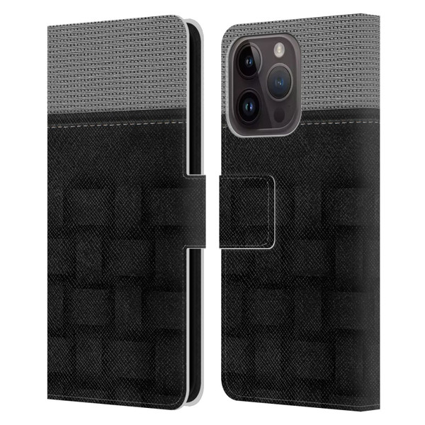 Alyn Spiller Luxury Charcoal Leather Book Wallet Case Cover For Apple iPhone 15 Pro