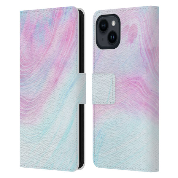 Alyn Spiller Marble Pastel Leather Book Wallet Case Cover For Apple iPhone 15