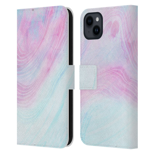 Alyn Spiller Marble Pastel Leather Book Wallet Case Cover For Apple iPhone 15 Plus