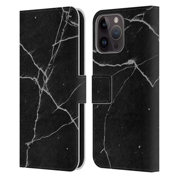 Alyn Spiller Marble Black Leather Book Wallet Case Cover For Apple iPhone 15 Pro Max
