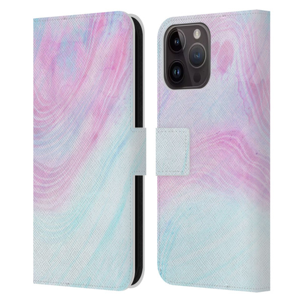 Alyn Spiller Marble Pastel Leather Book Wallet Case Cover For Apple iPhone 15 Pro Max