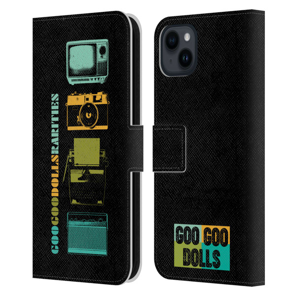 Goo Goo Dolls Graphics Rarities Vintage Leather Book Wallet Case Cover For Apple iPhone 15 Plus