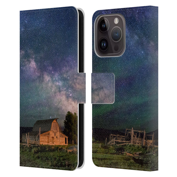 Royce Bair Nightscapes Grand Teton Barn Leather Book Wallet Case Cover For Apple iPhone 15 Pro