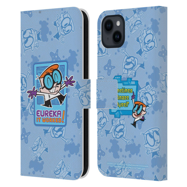 Dexter's Laboratory Graphics It Worked Leather Book Wallet Case Cover For Apple iPhone 15 Plus