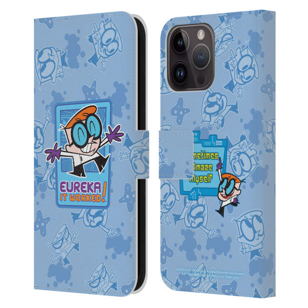 Dexter's Laboratory Graphics It Worked Leather Book Wallet Case Cover For Apple iPhone 15 Pro Max