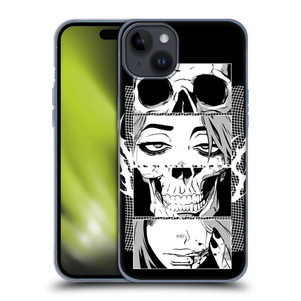 Zombie Makeout Club Art Skull Collage Soft Gel Case for Apple iPhone 15 Plus