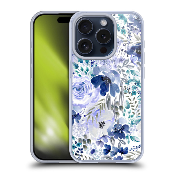 Anis Illustration Bloomers Indigo Soft Gel Case for Apple iPhone 15 Pro