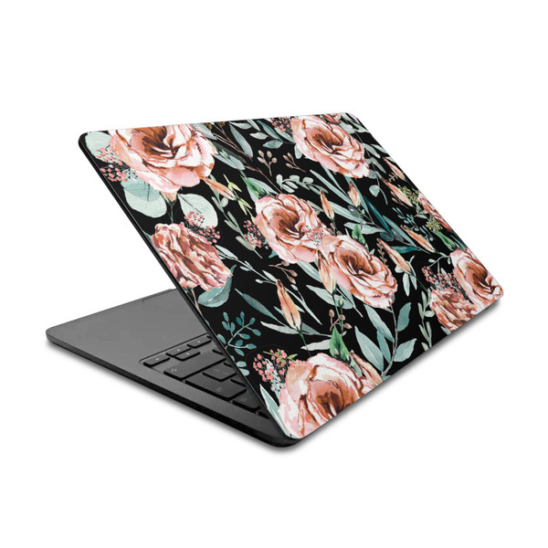 Anis Illustration Flower Pattern 3 Floral Explosion Black Vinyl Sticker Skin Decal Cover for Apple MacBook Air 13.6" A2681 (2022)