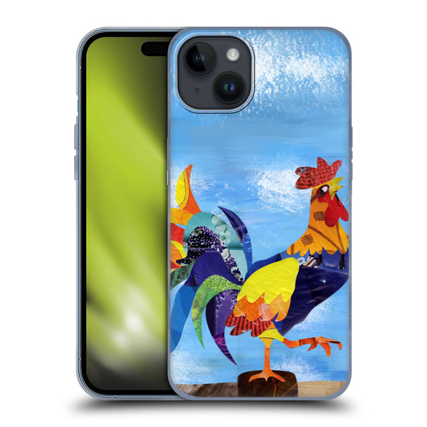 Artpoptart Animals Colorful Rooster Soft Gel Case for Apple iPhone 15 Plus
