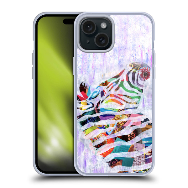 Artpoptart Animals Purple Zebra Soft Gel Case for Apple iPhone 15 Plus