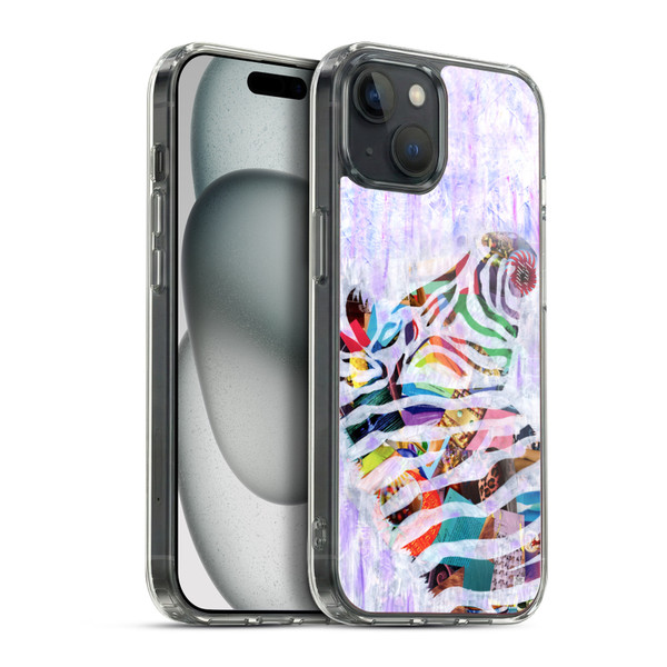 Artpoptart Animals Purple Zebra Soft Gel Case for Apple iPhone 15 Plus & MagSafe