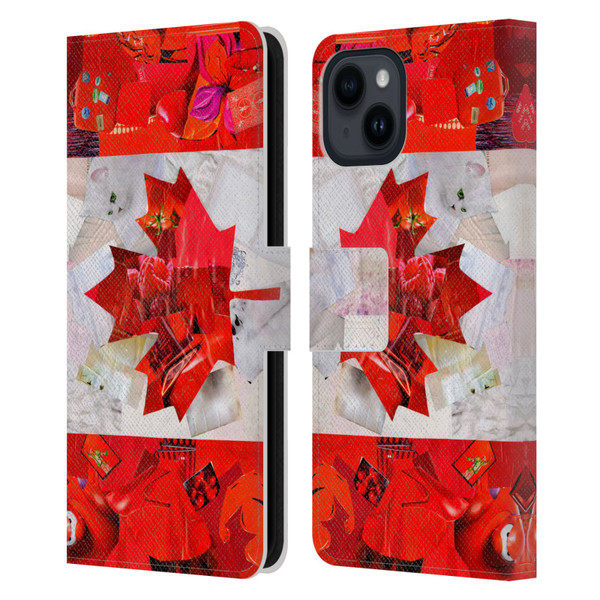 Artpoptart Flags Canada Leather Book Wallet Case Cover For Apple iPhone 15
