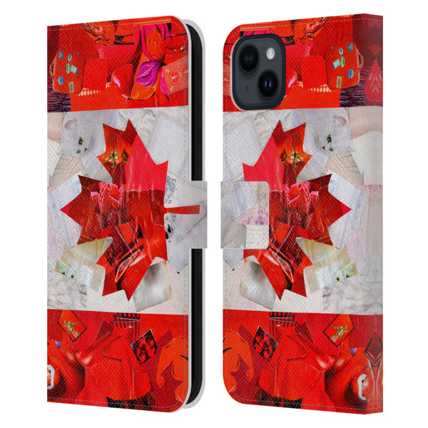 Artpoptart Flags Canada Leather Book Wallet Case Cover For Apple iPhone 15 Plus