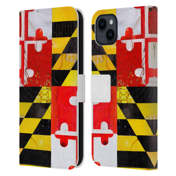 Artpoptart Flags Maryland Leather Book Wallet Case Cover For Apple iPhone 15 Plus