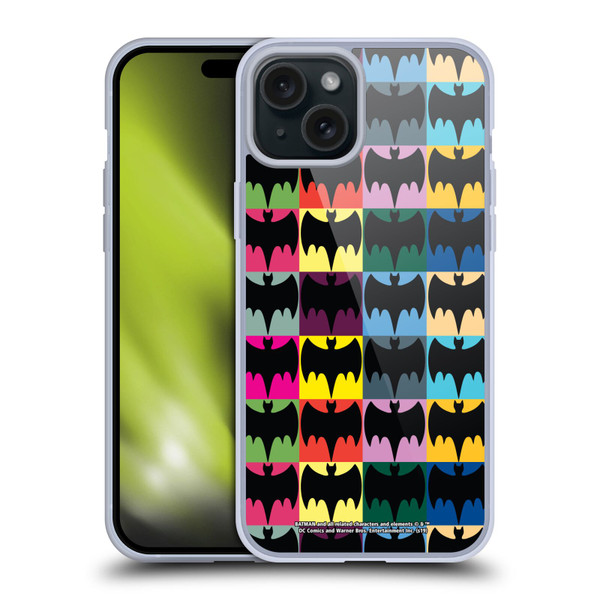 Batman TV Series Logos Patterns Soft Gel Case for Apple iPhone 15 Plus
