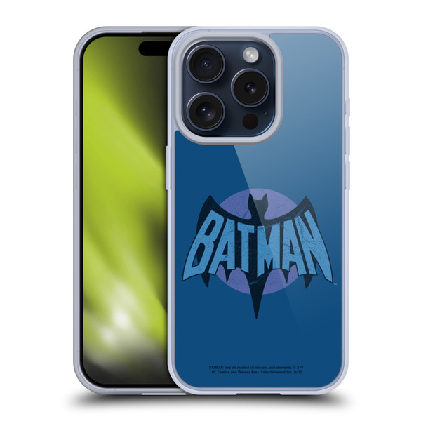 Batman TV Series Logos Distressed Look Soft Gel Case for Apple iPhone 15 Pro