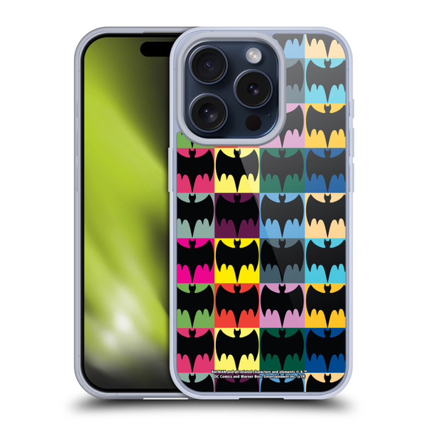 Batman TV Series Logos Patterns Soft Gel Case for Apple iPhone 15 Pro
