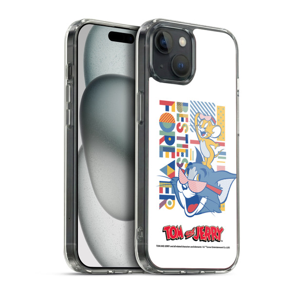 Tom and Jerry Color Blocks Besties Forever Soft Gel Case for Apple iPhone 15 Plus & MagSafe