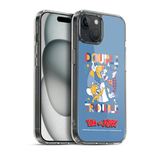 Tom and Jerry Color Blocks Double Trouble Soft Gel Case for Apple iPhone 15 Plus & MagSafe
