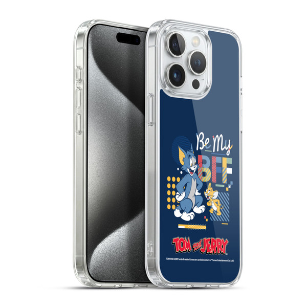 Tom and Jerry Color Blocks Be My Bff Soft Gel Case for Apple iPhone 15 Pro Max & MagSafe