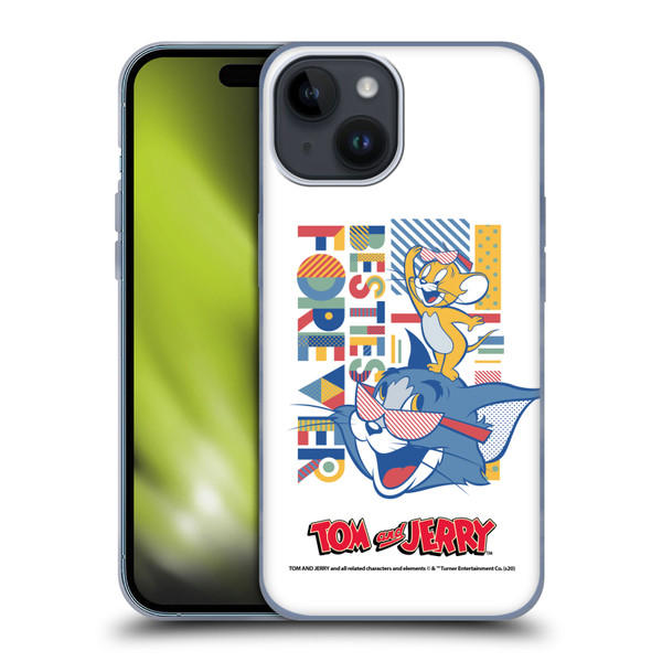 Tom and Jerry Color Blocks Besties Forever Soft Gel Case for Apple iPhone 15