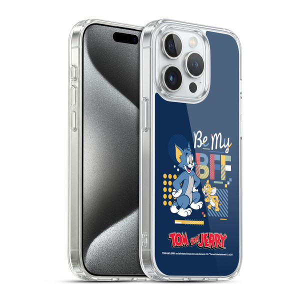 Tom and Jerry Color Blocks Be My Bff Soft Gel Case for Apple iPhone 15 Pro & MagSafe