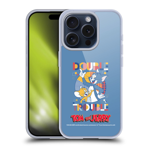 Tom and Jerry Color Blocks Double Trouble Soft Gel Case for Apple iPhone 15 Pro
