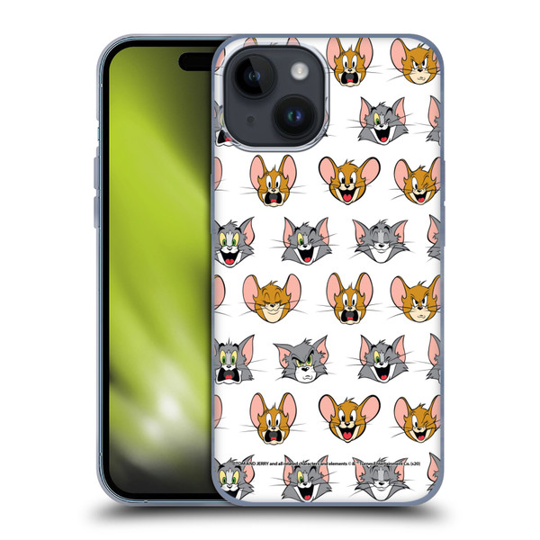 Tom and Jerry Patterns Expressions Soft Gel Case for Apple iPhone 15
