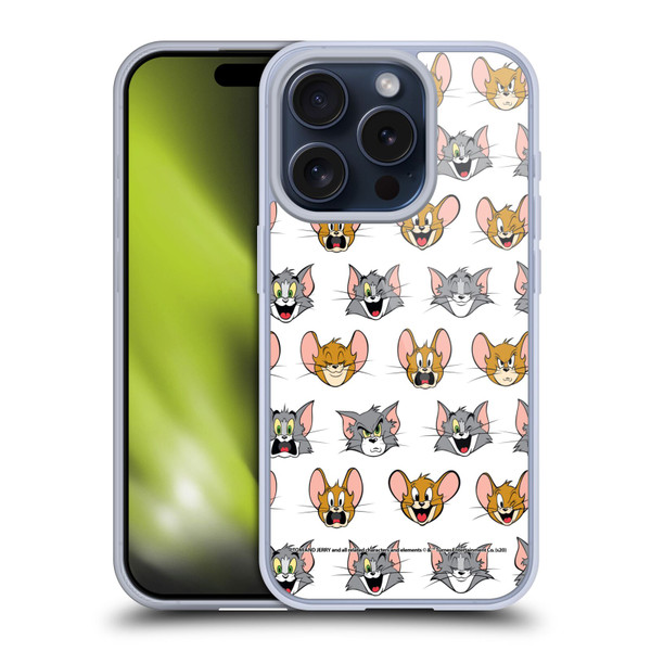Tom and Jerry Patterns Expressions Soft Gel Case for Apple iPhone 15 Pro