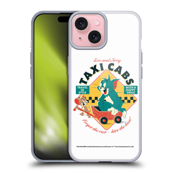 Tom and Jerry Retro Taxi Cabs Soft Gel Case for Apple iPhone 15