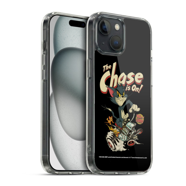 Tom and Jerry Typography Art The Chase Is On Soft Gel Case for Apple iPhone 15 & MagSafe