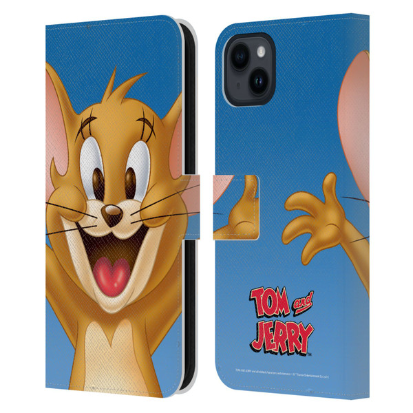 Tom and Jerry Full Face Jerry Leather Book Wallet Case Cover For Apple iPhone 15 Plus
