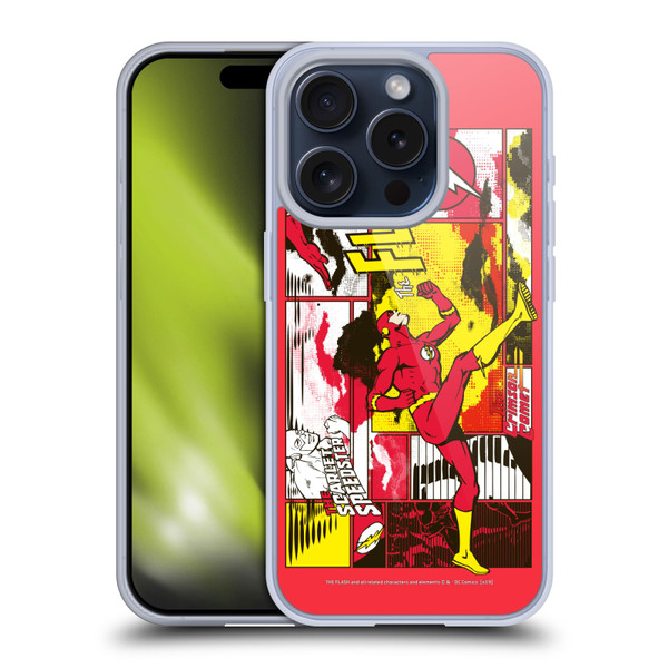 The Flash DC Comics Fast Fashion Pop Art Soft Gel Case for Apple iPhone 15 Pro