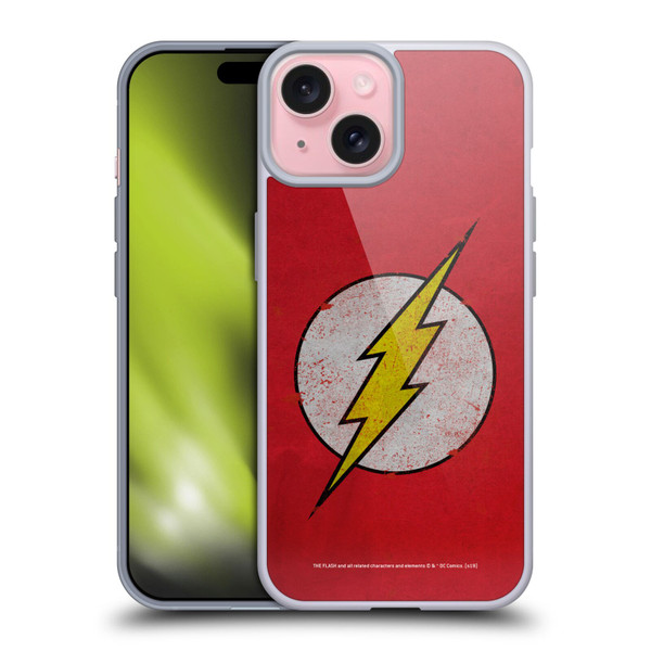 The Flash DC Comics Logo Distressed Look Soft Gel Case for Apple iPhone 15