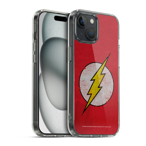 The Flash DC Comics Logo Distressed Look Soft Gel Case for Apple iPhone 15 & MagSafe