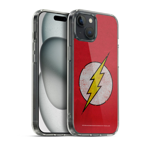 The Flash DC Comics Logo Distressed Look Soft Gel Case for Apple iPhone 15 Plus & MagSafe