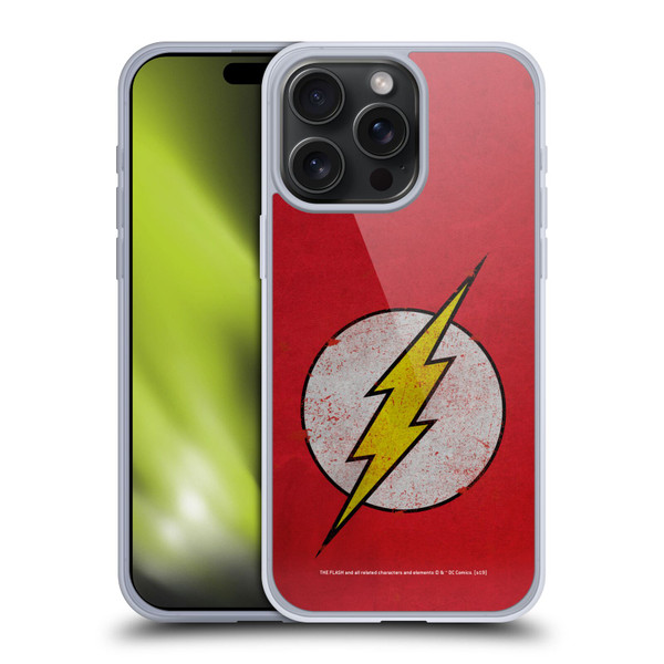 The Flash DC Comics Logo Distressed Look Soft Gel Case for Apple iPhone 15 Pro Max