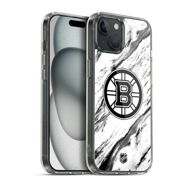 NHL Boston Bruins Marble Soft Gel Case for Apple iPhone 15 Plus & MagSafe