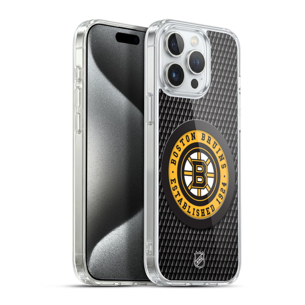 NHL Boston Bruins Puck Texture Soft Gel Case for Apple iPhone 15 Pro Max & MagSafe