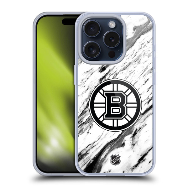 NHL Boston Bruins Marble Soft Gel Case for Apple iPhone 15 Pro & MagSafe