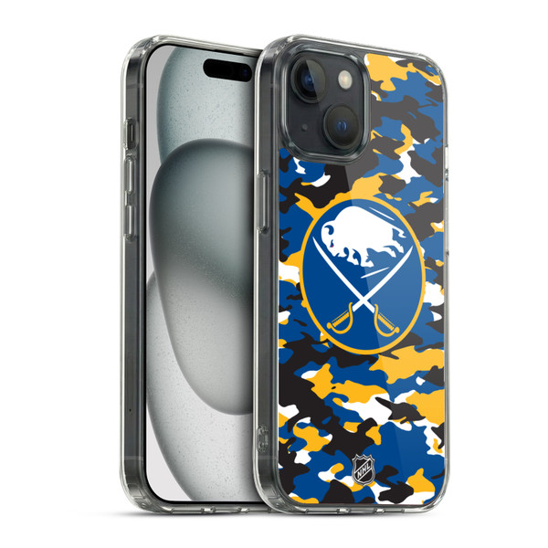 NHL Buffalo Sabres Camouflage Soft Gel Case for Apple iPhone 15
