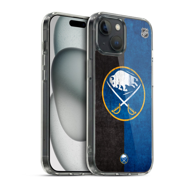 NHL Buffalo Sabres Half Distressed Soft Gel Case for Apple iPhone 15