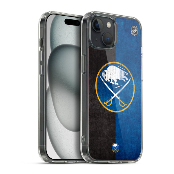 NHL Buffalo Sabres Half Distressed Soft Gel Case for Apple iPhone 15 Plus