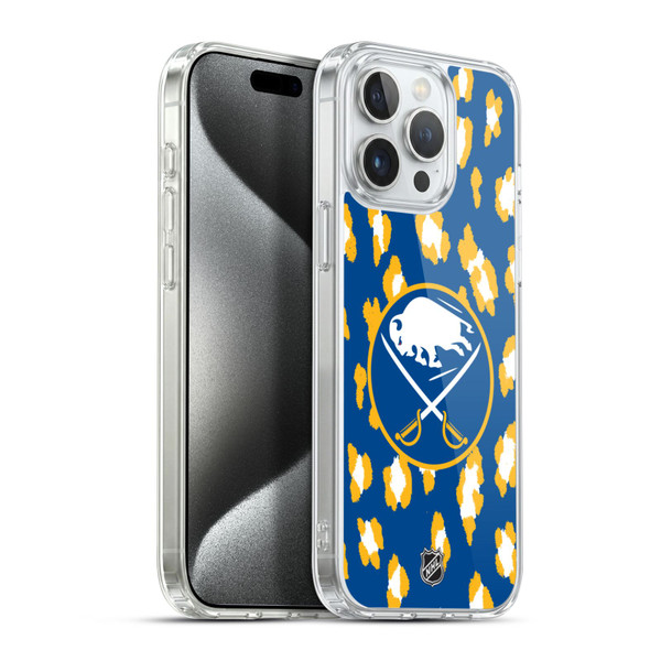 NHL Buffalo Sabres Leopard Pattern Soft Gel Case for Apple iPhone 15 Pro Max