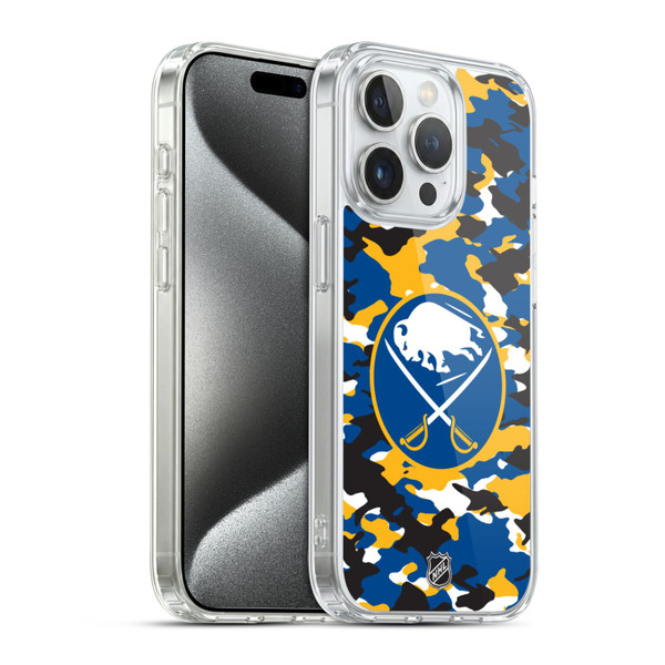NHL Buffalo Sabres Camouflage Soft Gel Case for Apple iPhone 15 Pro