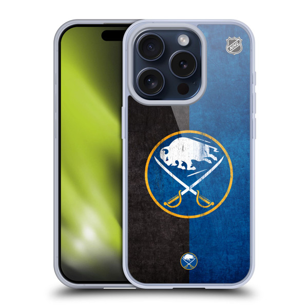 NHL Buffalo Sabres Half Distressed Soft Gel Case for Apple iPhone 15 Pro