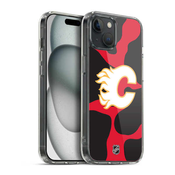 NHL Calgary Flames Cow Pattern Soft Gel Case for Apple iPhone 15 Plus & MagSafe