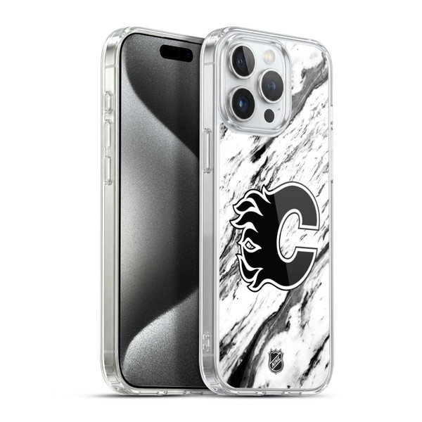NHL Calgary Flames Marble Soft Gel Case for Apple iPhone 15 Pro Max & MagSafe